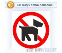 Знак «Выгул собак запрещен», B31 (пластик, 200х200 мм)