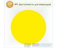 Знак «Желтый круг для слабовидящих», B91 (пленка, 150х150 мм)