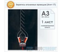 Плакат «Берегись оголенных проводов» (Агит-17, ламинированная бумага, А3, 1 лист)