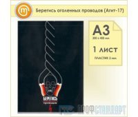 Плакат «Берегись оголенных проводов» (Агит-17, пластик 2 мм, А3, 1 лист)