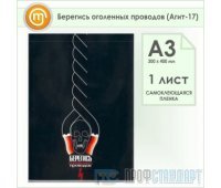 Плакат «Берегись оголенных проводов» (Агит-17, самоклеящаяся пленка, А3, 1 лист)