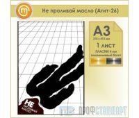 Плакат «Не проливай масло» (Агит-26, пластик 4 мм, алюминиевый багет, А3, 1 лист)