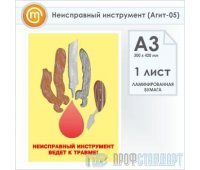 Плакат «Неисправный инструмент» (Агит-05, ламинированная бумага, А3, 1 лист)