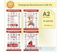 Плакаты «Пожарная безопасность» (М-41, пластик 2 мм, А2, 4 листа)