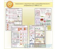 Плакаты «Заземление и защитные меры электробезопасности - напряжение до 1000В» (С-61, пластик 2 мм, А2, 4 листа)