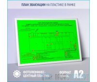 План эвакуации фотолюминесцентный на пластике в рамке (A2 формат)