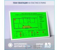План эвакуации фотолюминесцентный на пластике в рамке (A3 формат)