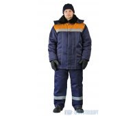 Костюм зимний "ВЬЮГА" куртка/полукомб. цвет: т.синий/оранжевый
