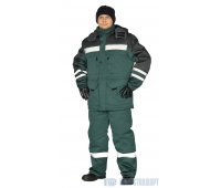Костюм зимний "ЗИМНИК" куртка/брюки, цвет: т.зеленый/черный